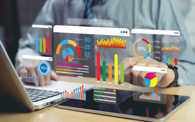 Analysts using AI technology for automated data analysis, KPI insights, dashboard reports,...