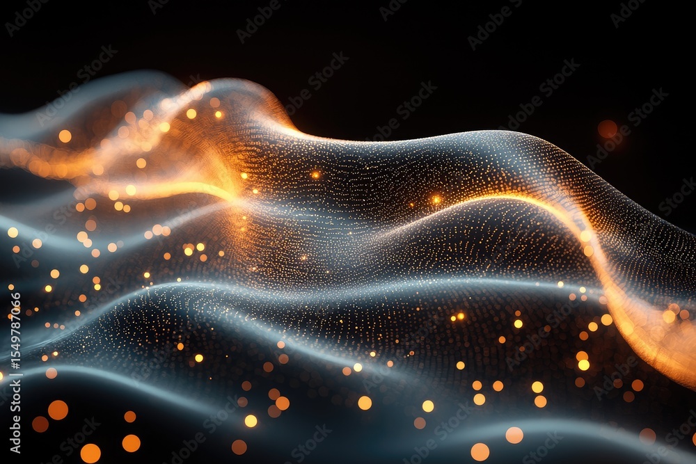 Poster abstract polygonal wave with soft golden illumination
