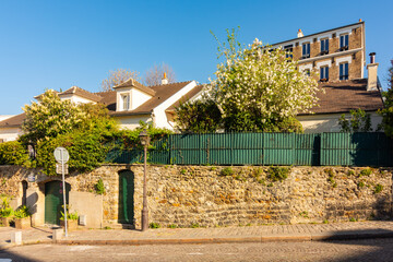 Streets of Montmartre in spring, Paris, France