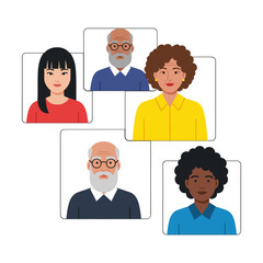 Fototapeta premium Set of people face, Illustrations of people. isolated object flat style 2D