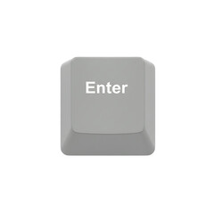 A light grey enter key is isolated on transparent background