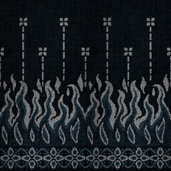 Traditional Thai Indigo Textile with Flame and Floral Motifs

A traditional Thai woven fabric in...