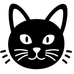 Cute Black Cat Face, Vector Illustration, Simple Design