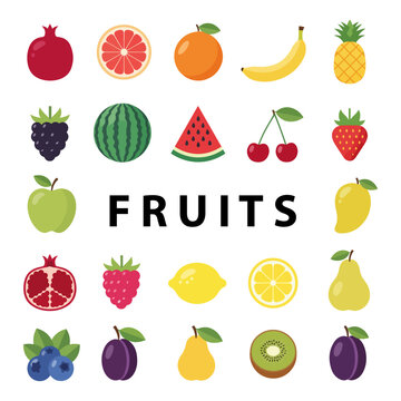 Set of object fruits . food, eat, Illustrations of object. isolated object flat style 2D