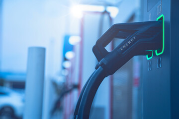 Electric Vehicle Charging Station Close Up