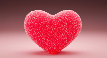 Fototapeta premium A red heart-shaped candy rests on a soft pink background. ai generated