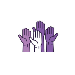 Fototapeta premium A simple illustration of a group of hands raised in the air.