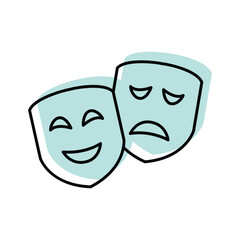 Theatre Mask color shadow thinline icon , vector, pixel perfect, illustrator file 
