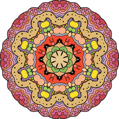 Colorful cute Mandala. Decorative unusual round ornaments.