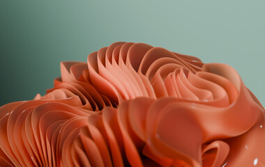 Abstract Coral Structure with Soft Green Background - 3D Render