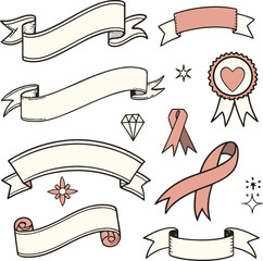 set of ribbons and banners
