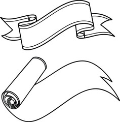 Two Antique Scrolls with Winding Designs Perfect for Logos and Emblems with Decorative Elements and Classic Aesthetic Appeal