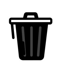 Black Trash Can Icon, Vector Illustration, Waste Disposal Symbol