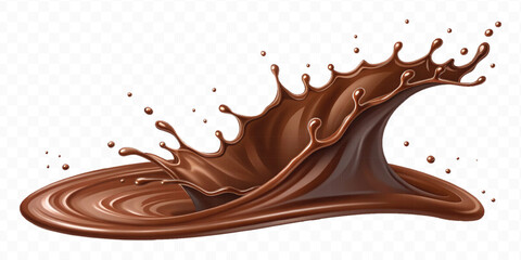 realistic 3d  smooth liquid light chocolate splash in wave style isolated on transparent background	
