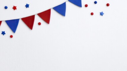 Patriotic Bow with American Flag Design. Handmade red white blue ribbon adornment featuring a star spangled banner motif ideal for national holiday celebration a perfect accessory