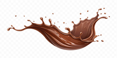 realistic 3d  smooth liquid light chocolate splash in wave style isolated on transparent background	
