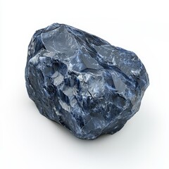 Raw cobalt nugget with a deep bluish-gray color on a white background