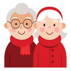 grandfather and granddaughter vector icon isolated on white background