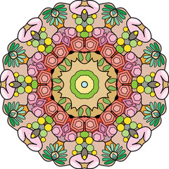 Colorful cute Mandala. Decorative unusual round ornaments.