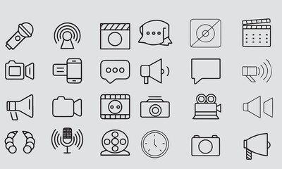 Social Media icon set. Online community, media, website, blog, content, business marketing and social network icons.