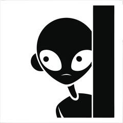 cartoon character of a man standing beside wall silhouette icon isolated on white background