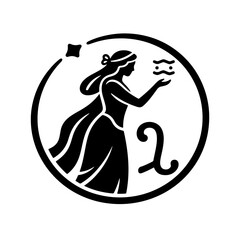 Obraz premium Virgo zodiac sign, black and white vector illustration of the astrological symbol