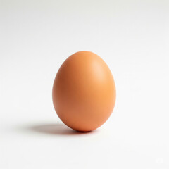 Single brown chicken egg with a smooth shell casting a subtle shadow isolated on white background