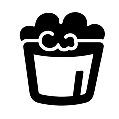 Black and white vector illustration of a bucket with soap suds