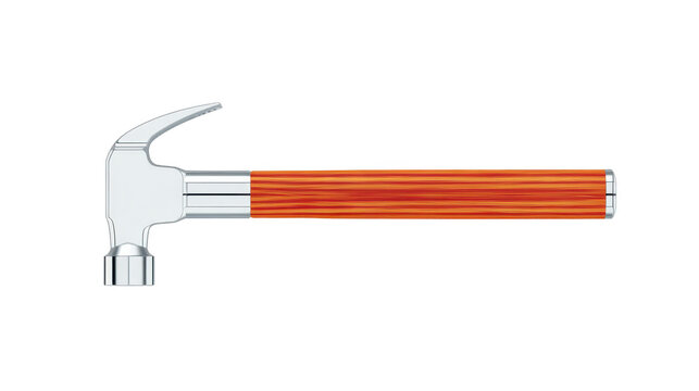 Sleek silver hammer with polished metal head and wooden handle, designed for efficient use in construction and carpentry tasks. tool ergonomic design ensures comfort and precision