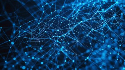 Abstract blue network structure with connected dots and lines. Data and technology concept. - Powered by Adobe