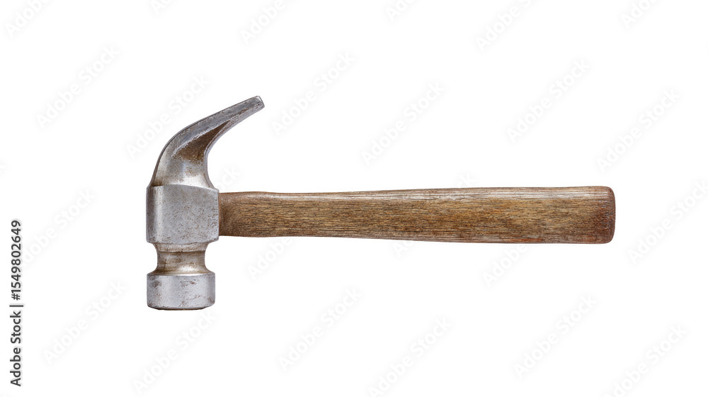 Poster sturdy metal hammer with wooden handle, perfect for construction and carpentry tasks. tool robust de