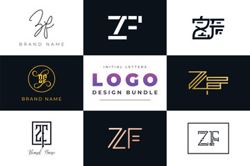 Initial letters ZF Logo Design Bundle