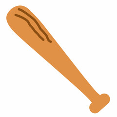 Cartoon-style vector of a wooden baseball bat. Ideal for sports-themed graphics, children’s illustrations, or athletic icons. 