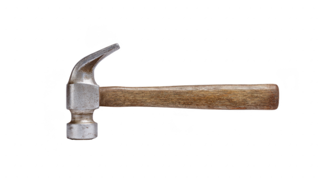 Sturdy metal hammer with wooden handle, perfect for construction and carpentry tasks. tool robust design ensures durability and efficiency in various building projects
