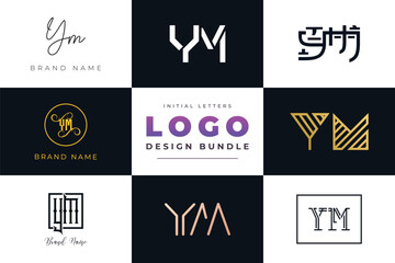 Initial letters YM Logo Design Bundle