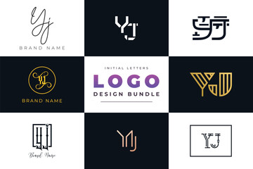 Initial letters YJ Logo Design Bundle