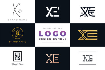 Initial letters XE Logo Design Bundle
