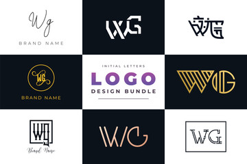 Initial letters WG Logo Design Bundle