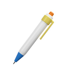  Colorful Mechanical Pencil with Yellow Grip and Orange Clip 3d Rendered Icon
