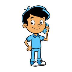 cartoon boy with headphones vector illustration