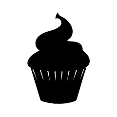 Cupcake Icon Silhouette | Black Sweet Dessert Muffin Clipart | Vector Bakery Pastry Symbol for Party, Baking, Logo, or Café Graphics