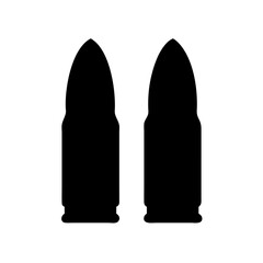 Bullet Icon Silhouette | Vector Ammunition Clipart | Black Gun Ammo Symbol for Military, War, Tactical, Security, or Firearm-Related Designs