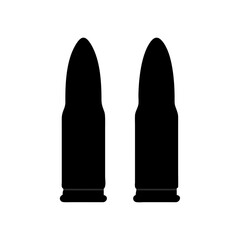 Bullet Icon Silhouette | Vector Ammunition Clipart | Black Gun Ammo Symbol for Military, War, Tactical, Security, or Firearm-Related Designs