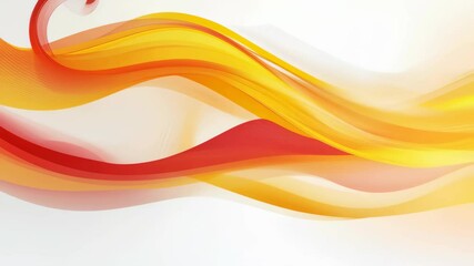 Dynamic abstract waveforms in vibrant red and yellow colors flowing across a white background - Powered by Adobe