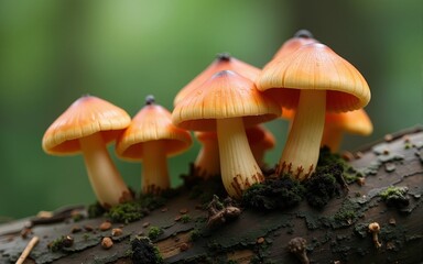 Mushrooms on Log. Mushrooms growing on a log, ideal for backgrounds, nature themes, forest themes. High quality