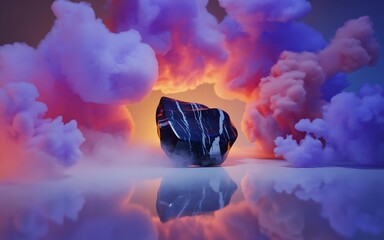 Fototapeta premium Gemstone in a Mysterious Atmosphere with Clouds Surrounding it