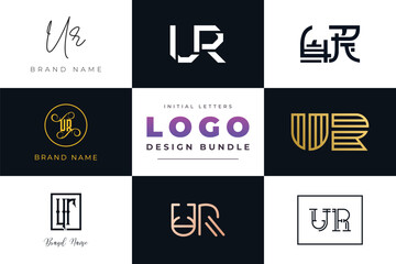 Initial letters UR Logo Design Bundle
