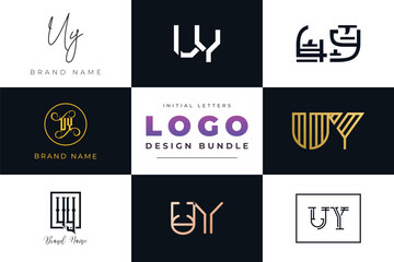 Initial letters UY Logo Design Bundle