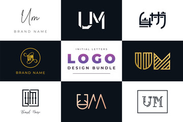 Initial letters UM Logo Design Bundle