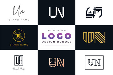 Initial letters UN Logo Design Bundle